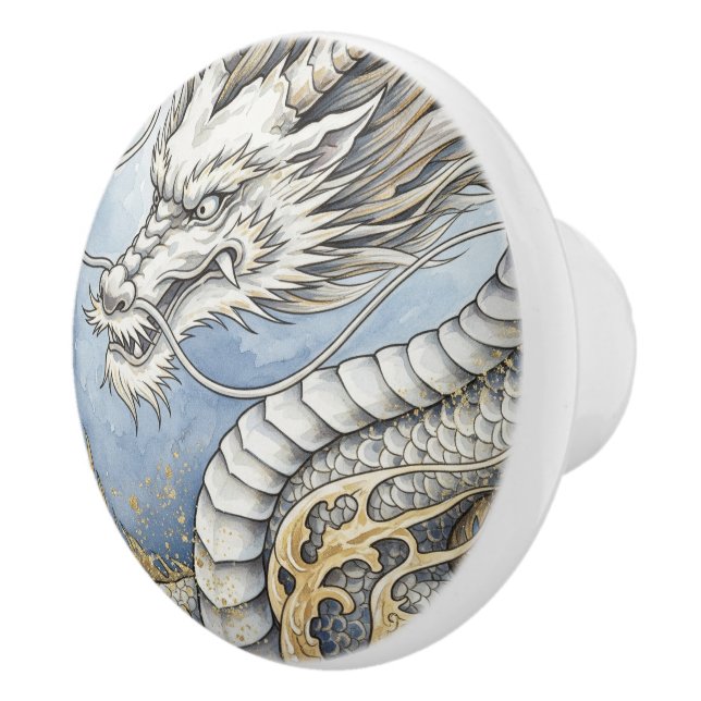 Drachenknöpfe, Vintage Golddrachenkunst Keramikknauf (Rechts)