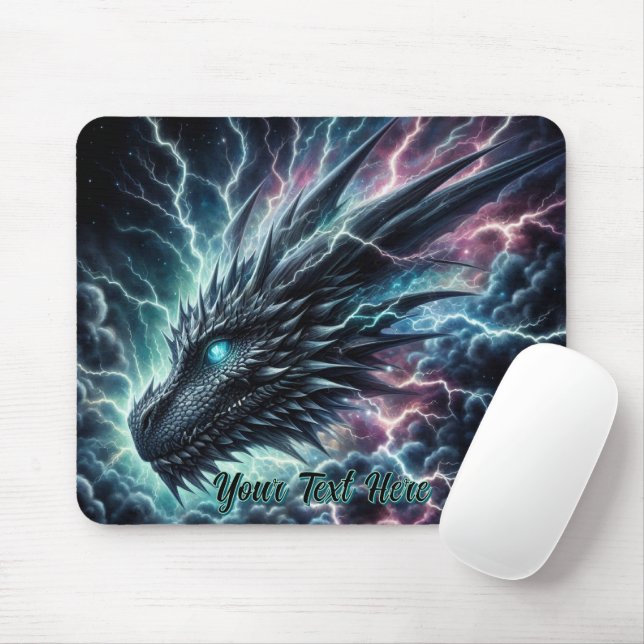 Drachenkopf in einem Gewitter mit Blitz Mousepad (Mit Mouse)