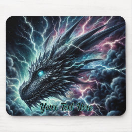 Drachenkopf in einem Gewitter mit Blitz Mousepad