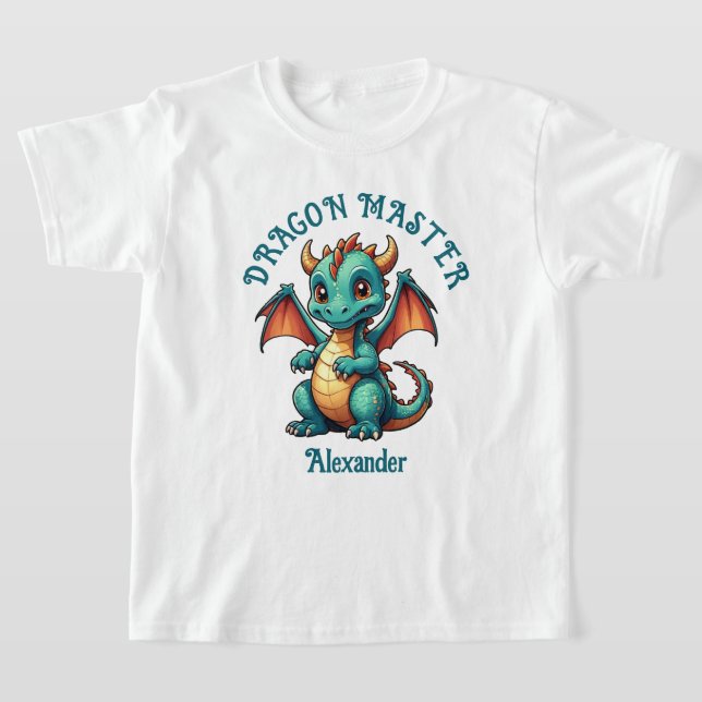 Drachenmeister Niedlicher grüner Drache personalis T-Shirt (Ablage )