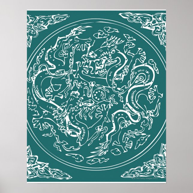 Drachenmuster, voller Rahmen Poster (Vorne)