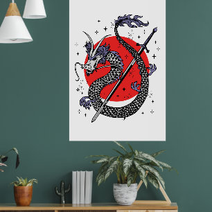 Drachens Trotz: Ein majestätisches chinesisches Ku Poster