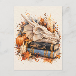 Drachenschädel-Dunkle-Akademie-Aquarell-Postkarte Feiertagspostkarte