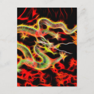 Drachenschlange Feuer auf Glücksenergie Postkarte
