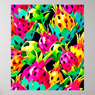 Drachenschlangenfrucht Lebendiges Muster Poster