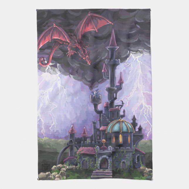 Drachenschloss Geschirrtuch (Vertikal)