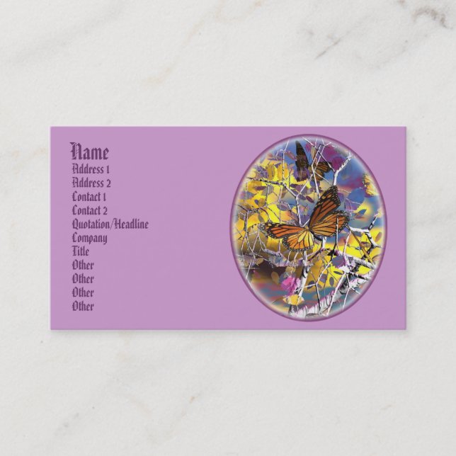 Drachenschmetterling-Fantasie-Visitenkarten Visitenkarte (Vorderseite)