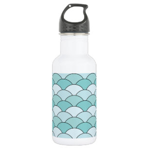 Drachenschuppen, Fächer, Wellen, Seigaiha, Blau Edelstahlflasche