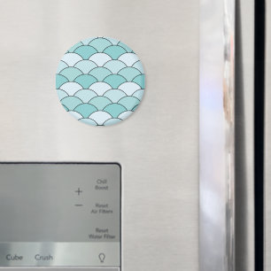 Drachenschuppen, Fächer, Wellen, Seigaiha, Blau Magnet