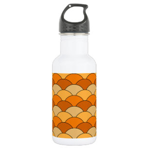 Drachenschuppen, Fächer, Wellen, Seigaiha, Orange Edelstahlflasche