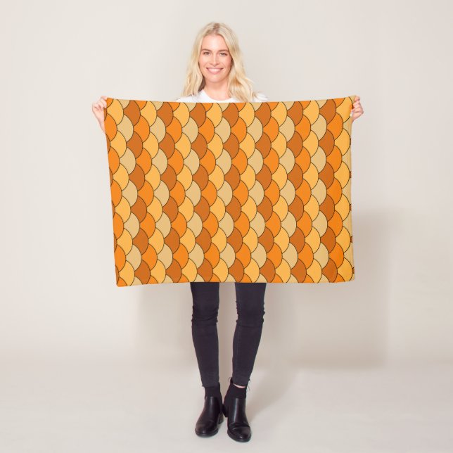 Drachenschuppen, Fächer, Wellen, Seigaiha, Orange Fleecedecke (Beispiel)