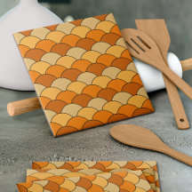 Drachenschuppen, Fächer, Wellen, Seigaiha, Orange