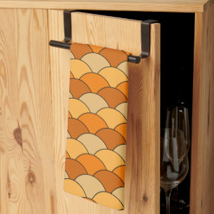Drachenschuppen, Fächer, Wellen, Seigaiha, Orange Geschirrtuch