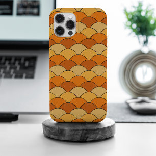 Drachenschuppen, Fächer, Wellen, Seigaiha, Orange iPhone 15 Pro Max Hülle
