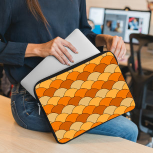 Drachenschuppen, Fächer, Wellen, Seigaiha, Orange Laptopschutzhülle