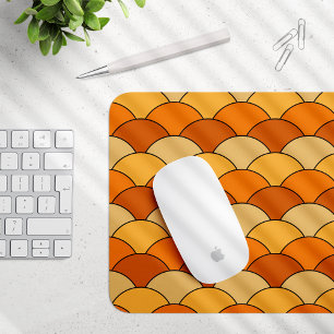 Drachenschuppen, Fächer, Wellen, Seigaiha, Orange Mousepad