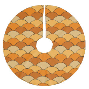 Drachenschuppen, Fächer, Wellen, Seigaiha, Orange Polyester Weihnachtsbaumdecke