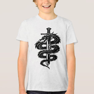 Drachenschwert-Tätowierungsstil im Wrap-Design Tri-Blend Shirt