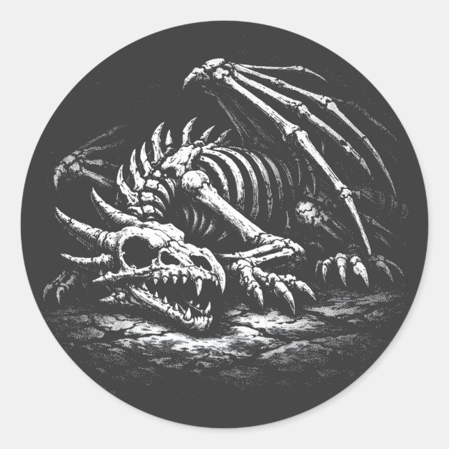 Drachenskelett — von BurnsInHell Runder Aufkleber (Vorderseite)