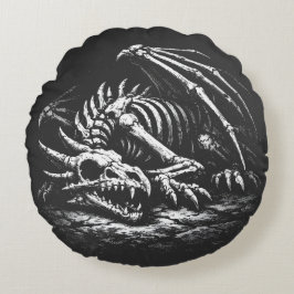 Drachenskelett — von BurnsInHell Rundes Kissen