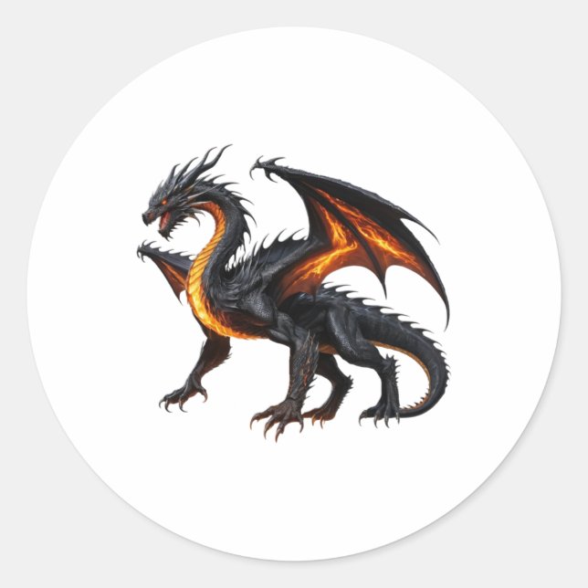 Drachensticker Runder Aufkleber (Vorderseite)