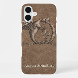 Drachensymbol-Faux-Leder mit Namen iPhone 16 Plus Hülle