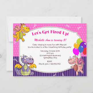 Drachenthema für Girls Geburtstag Einladung