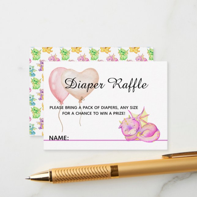 Drachenträume stummen - Babydusche Begleitkarte (Vorderseite/Rückseite Beispiel)