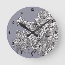 Drachenverzauberung Runde Wanduhr