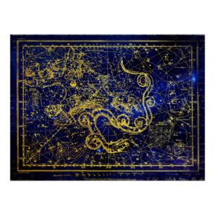 Draco-Gold-Konstellation Poster