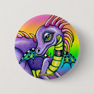 "Draco-" niedlicher Baby-Regenbogen-Drache Pinback Button