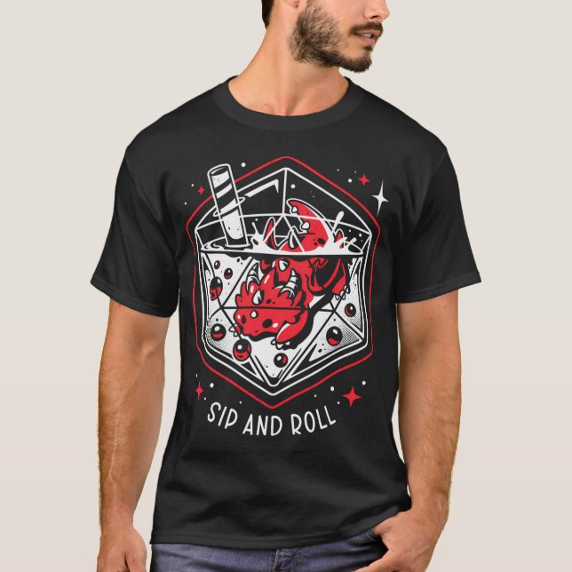 Draconic Bubble Tea - Dragon D20 Dice T-Shirt (Vorderseite)