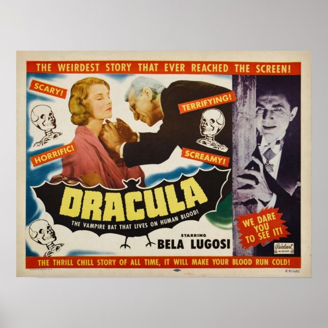 Dracula Bela Lugosi Horror Movie 1951 Print Poster (Vorne)