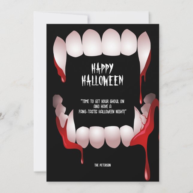 Dracula-Fangs-Halloween-Gruß Einladung (Vorderseite)