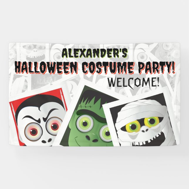Dracula Frankenstein Mummy Halloween Monster Foto Banner (Horizontal)