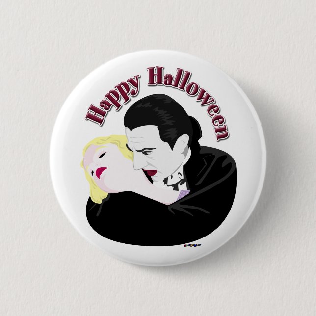 Dracula, glückliches Halloween Button (Vorderseite)