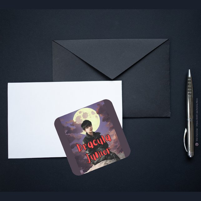 Dracula Junior Aufkleber (DJ Sticker / Envelope Seal designed by Poet Adiela Akoo. Browse my store for great gift ideas & more)
