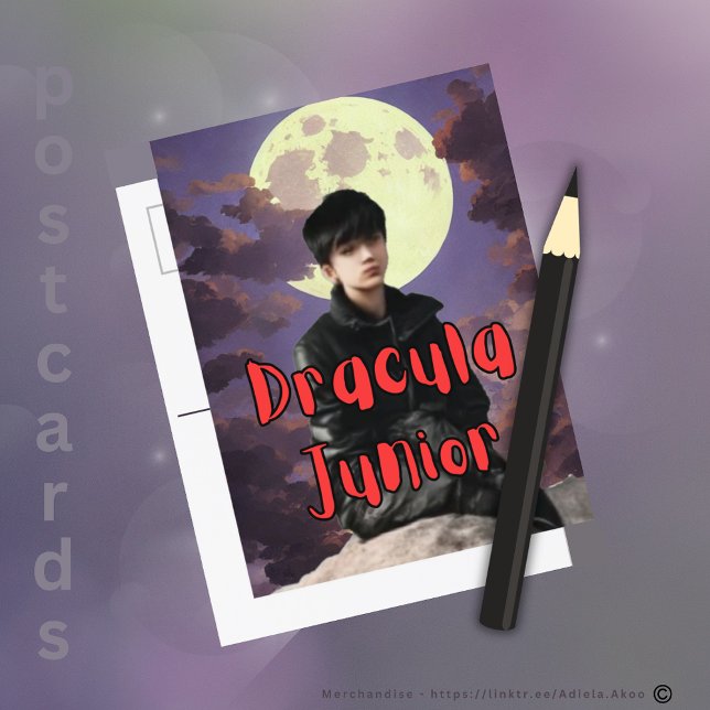 Dracula Junior Holiday Postkarte (DJ Postcards designed by Poet Adiela Akoo. Browse my store 4 mor interesting finds & gr8t gift ideas)