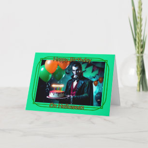 Dracula mit Kuchen - Glücklicher Geburtstag zu Hal Karte