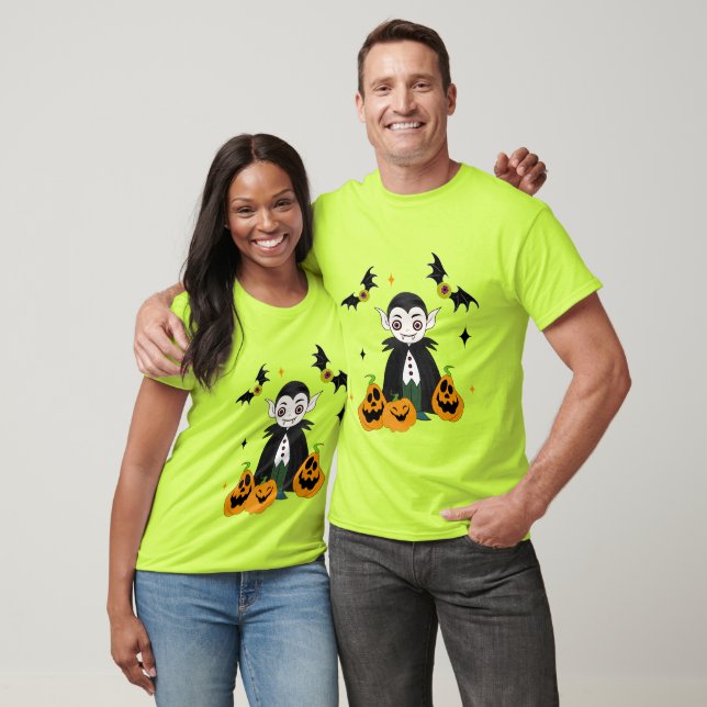 Dracula mit Kürbis T-Shirt (Unisex)