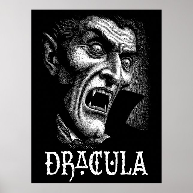 Dracula Portrait Schwarz-Weiß Poster (Vorne)