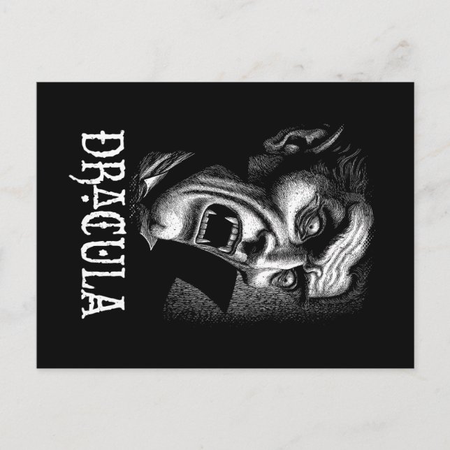 Dracula Portrait Schwarz-Weiß Postkarte (Vorderseite)