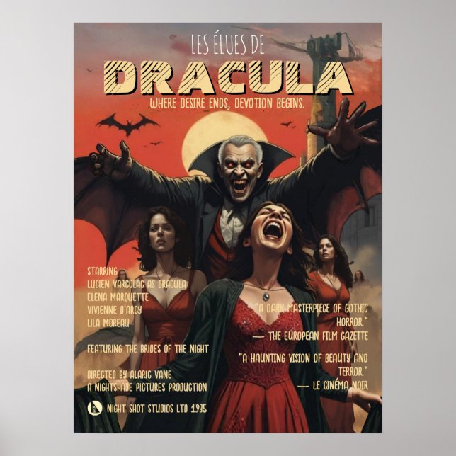 Dracula Poster Gotischer Vampir Dunkle Horror Kuns (Vorne)