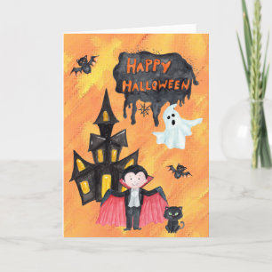Dracula Spuk House Kids Halloween Karte