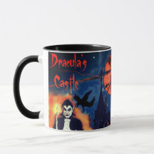 Dracula und Schloss-Halloween-Tasse