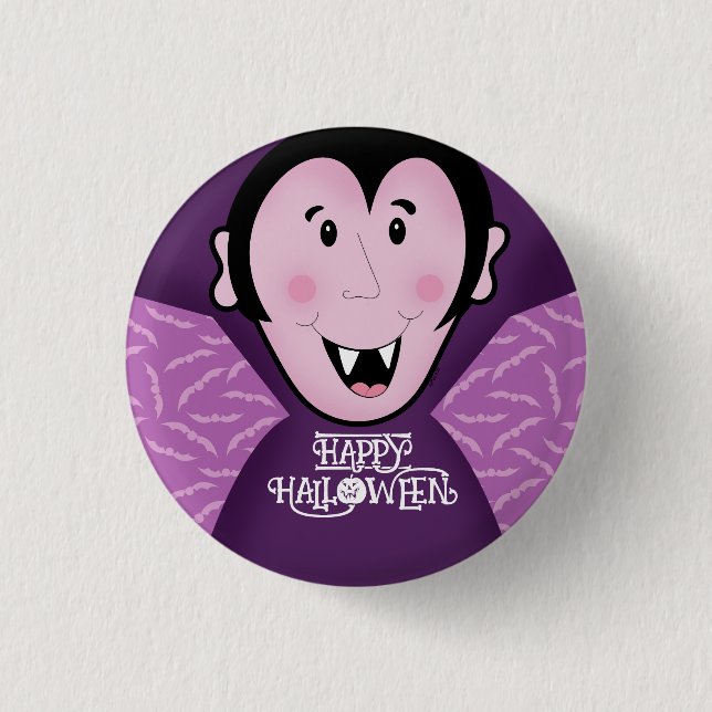 Dracula Vampire Bat Halloween Lila Fledermäuse Button (Vorderseite)