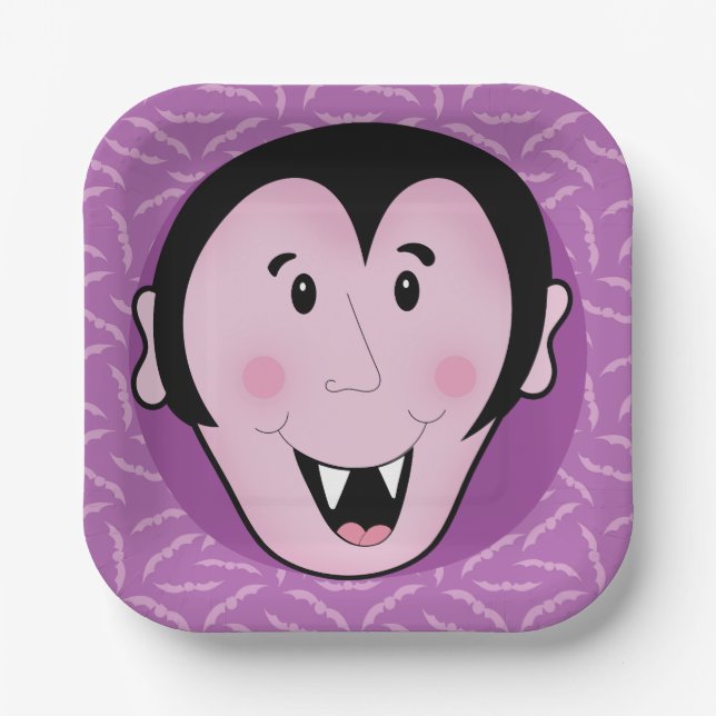 Dracula Vampire Bat Halloween Lila Fledermäuse Pappteller (Vorderseite)