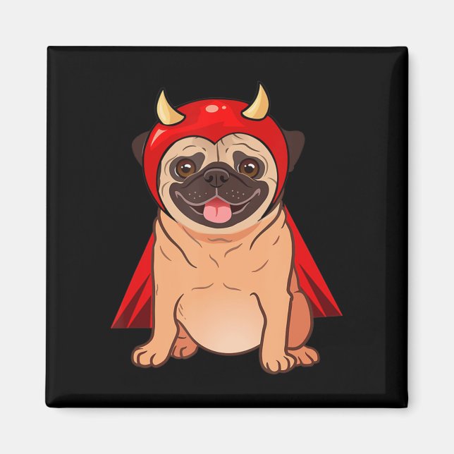 Dracula Vampire Mops Niedlich Hund Halloween Kostü Magnet (Vorne)
