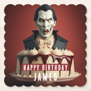 Dracula Vampire thematisch Creme Cake - Geburtstag Untersetzer