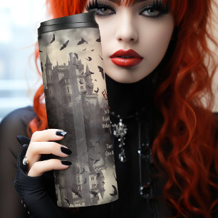 Dracula Vintag Gothic Halloween Vampire Castle Thermosbecher